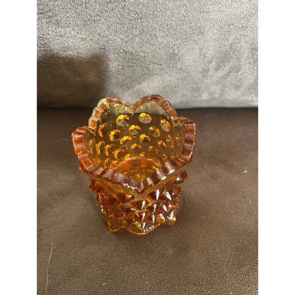 Vintage Fenton Colonial Amber Hobnail Toothpick Holder - Picture 2 of 3